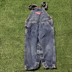 Vintage Girls Oshkosh B'Gosh‎ Denim Vestbak Overalls Bibs Bubble Pleats Size 3-T